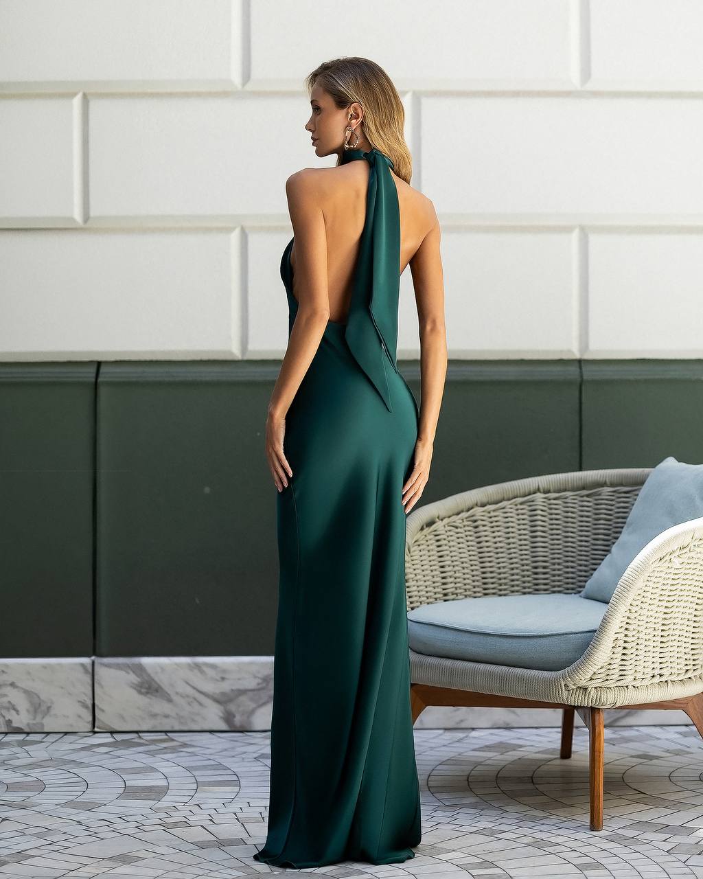 Emerald color maxi dress “Astina”