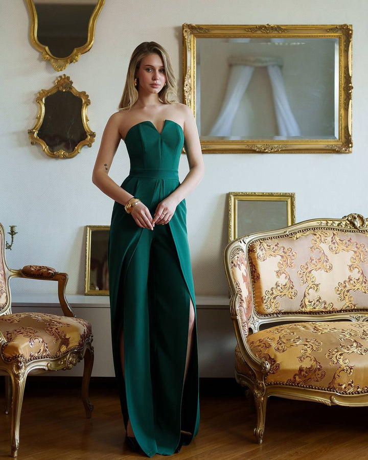 Green jumpsuit "Luxe split leg"
