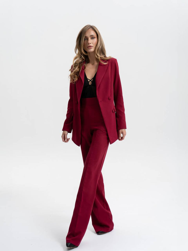 Bordo spalvos kostiumas "Long leg belted”