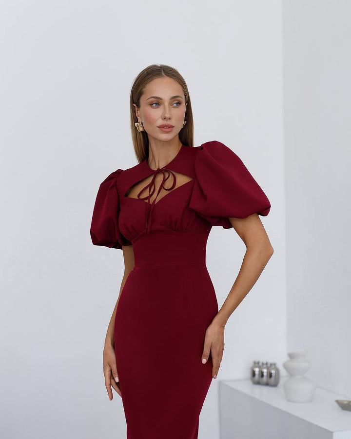 Bordo spalvos midi suknelė "Julia"