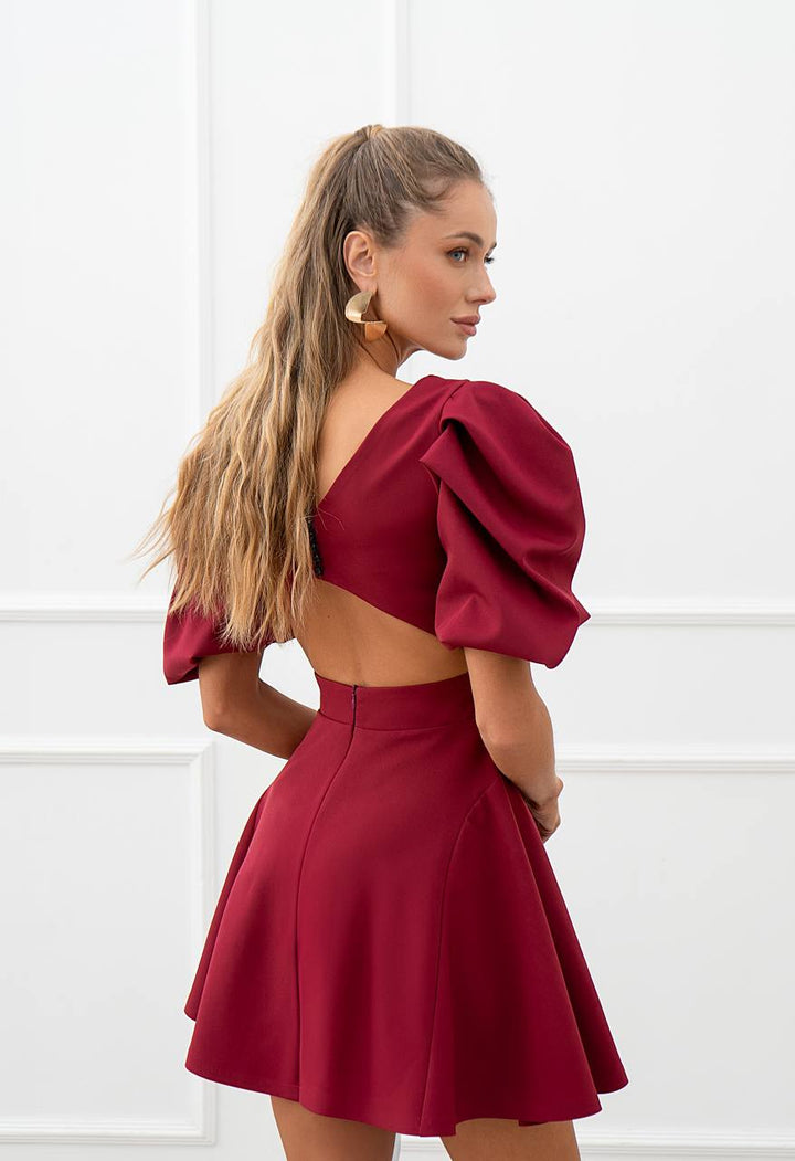Bordo spalvos mini suknelė "Merlot"
