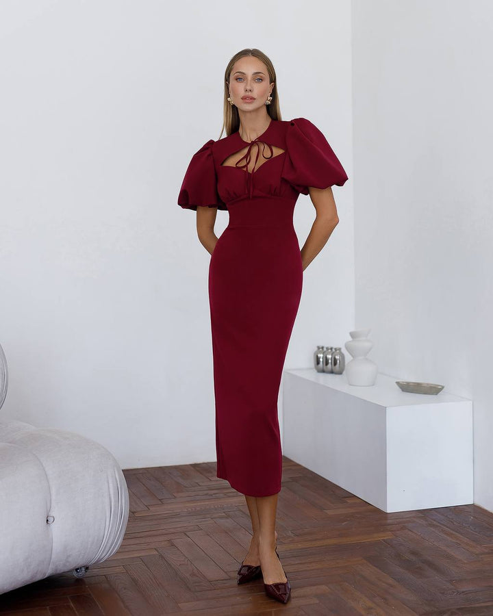 Bordo spalvos midi suknelė "Julia"