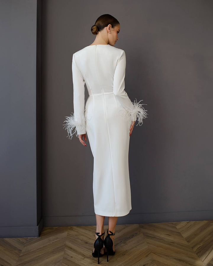 White midi dress “Feather”