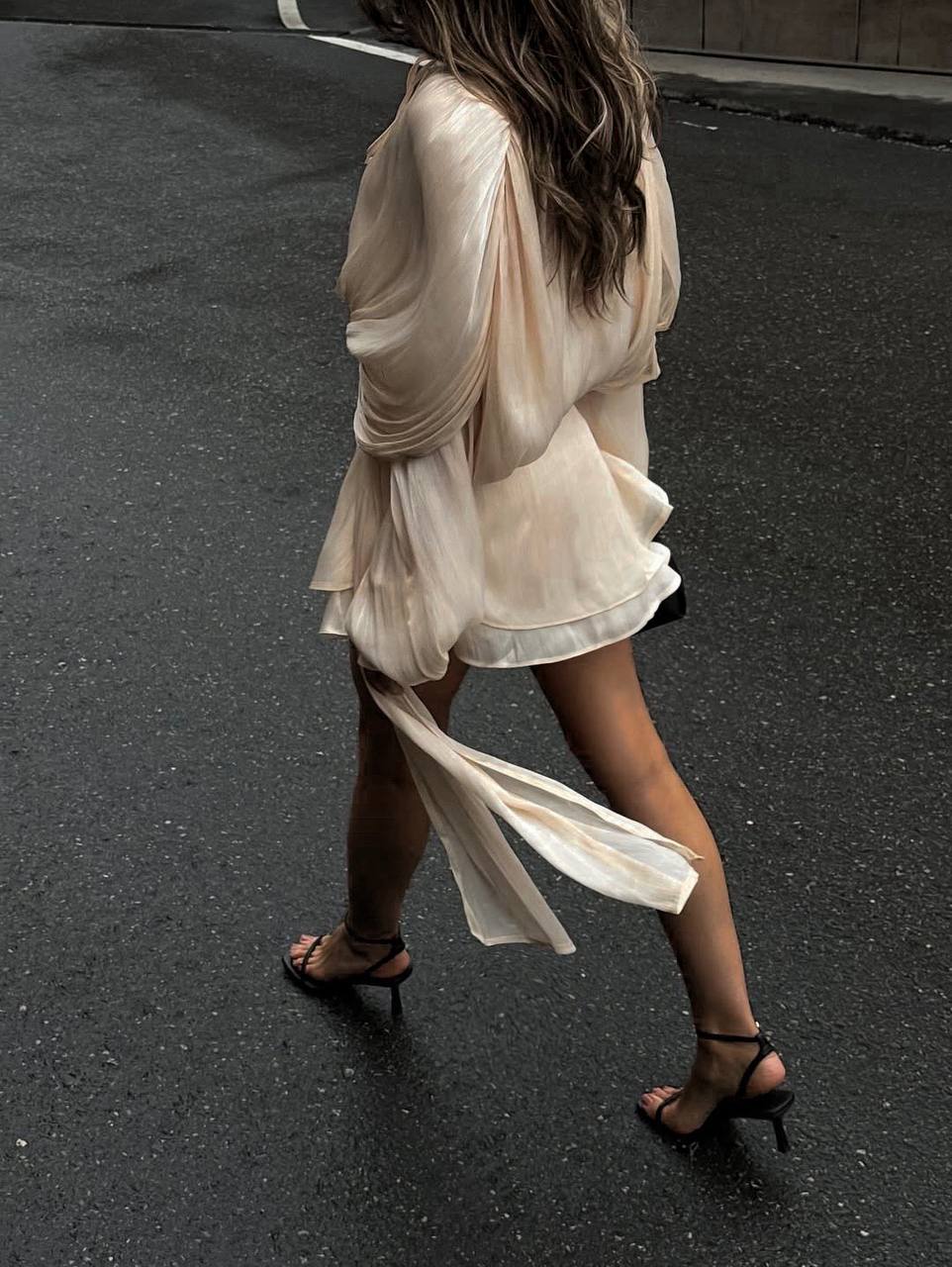 Sand color mini dress “Amora”