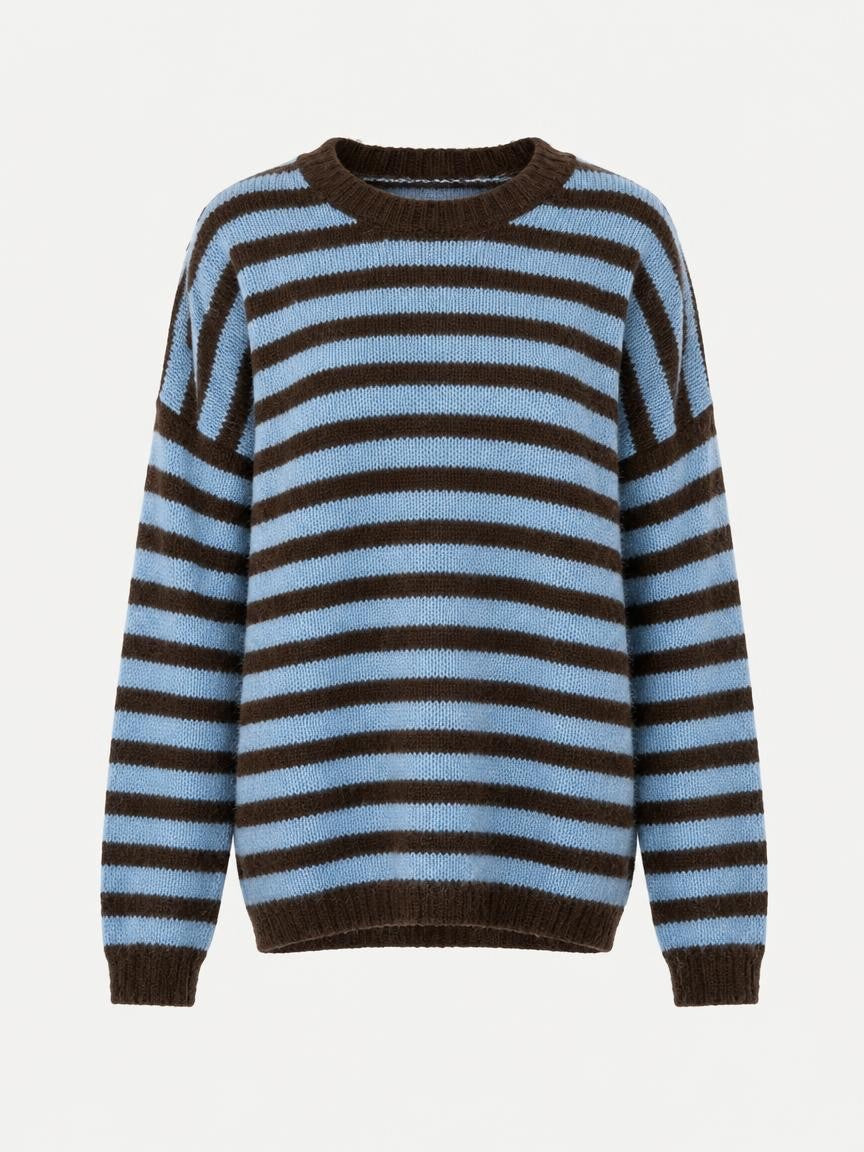 Light Blue Striped Mohair-Blend Sweater