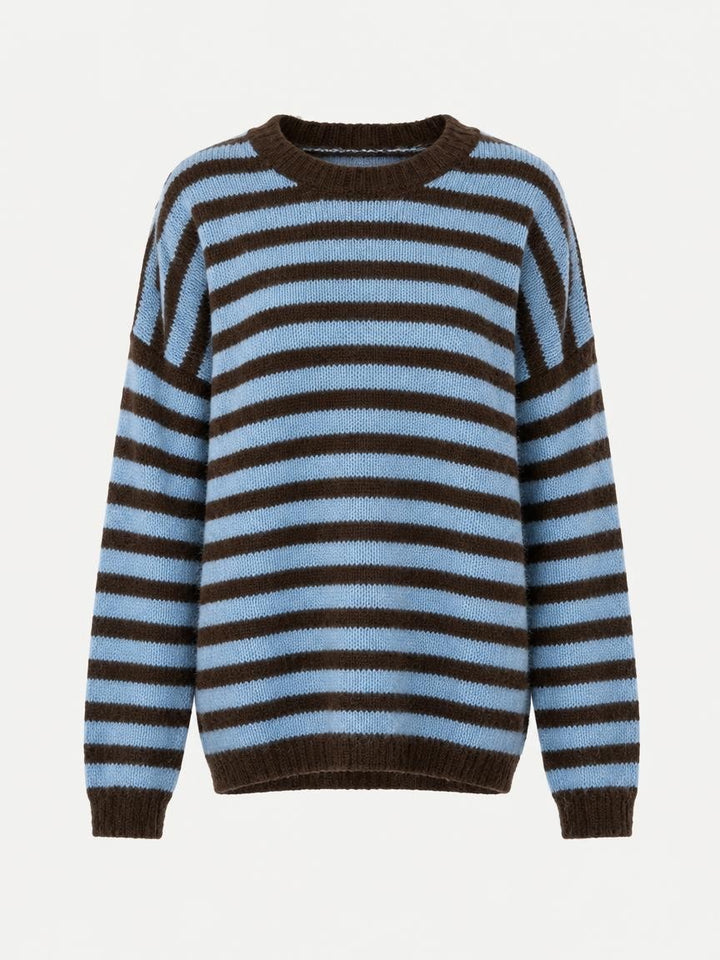 Light Blue Striped Mohair-Blend Sweater