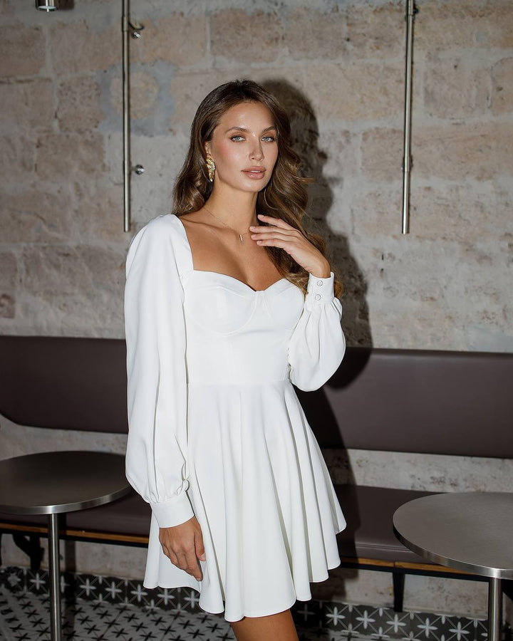 White mini dress "Elastic shoulder"