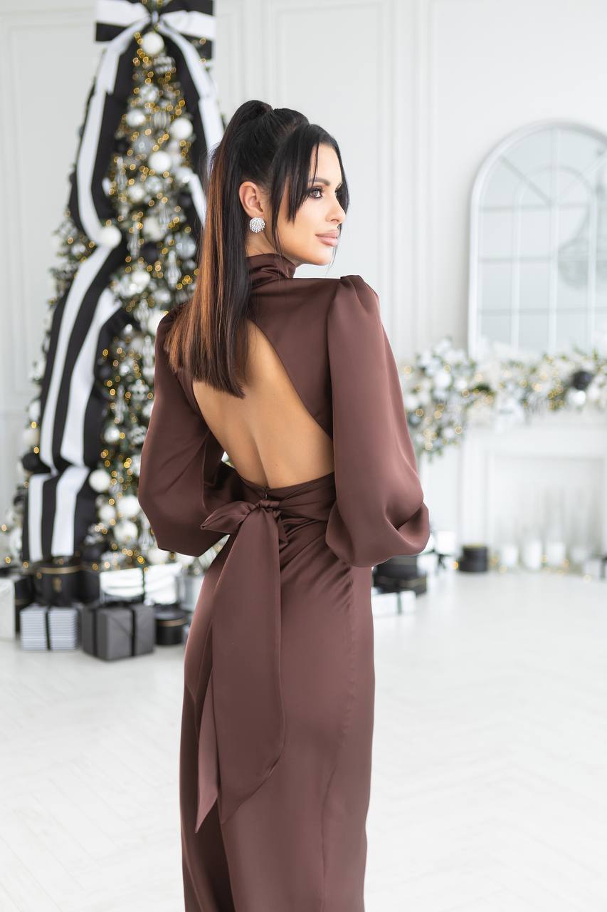 Chocolate color dress “Tilda”