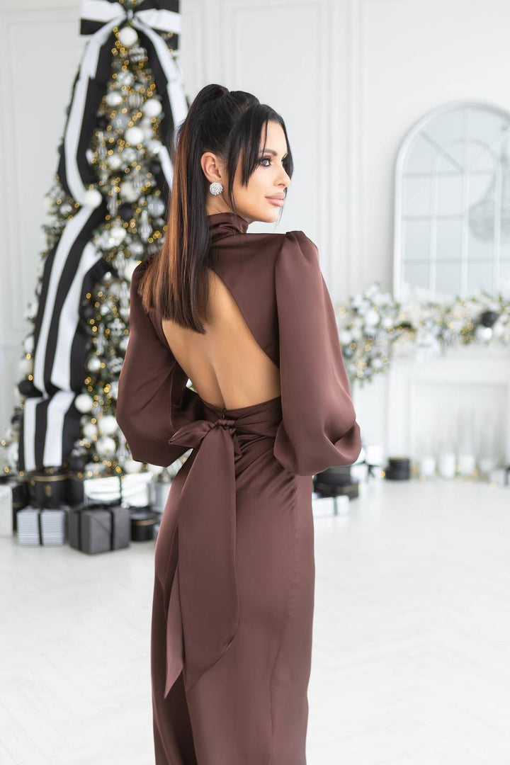Chocolate color dress “Tilda”