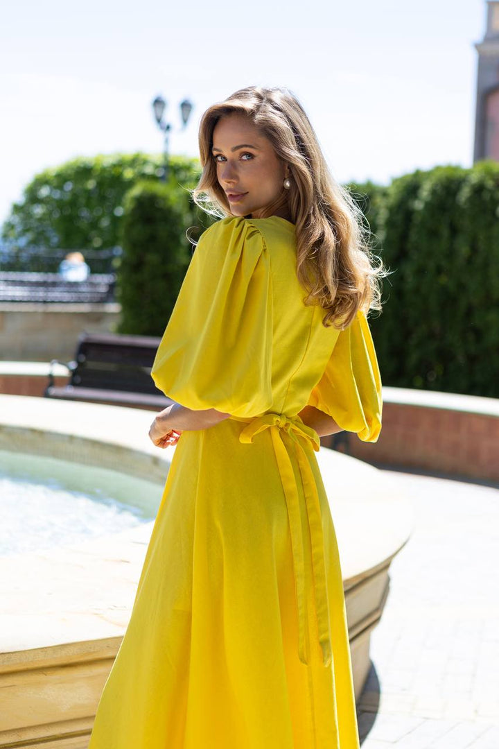 Yellow linen dress “Arija”