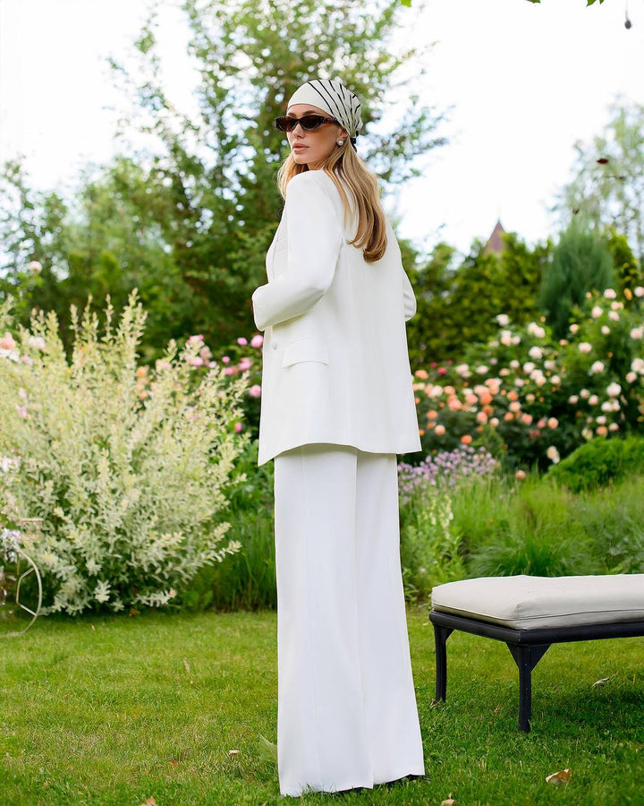White three piece suit "Ultra classy"