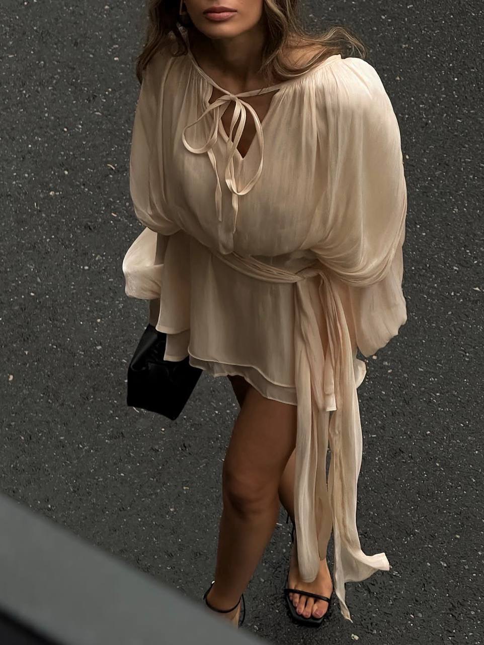 Sand color mini dress “Amora”