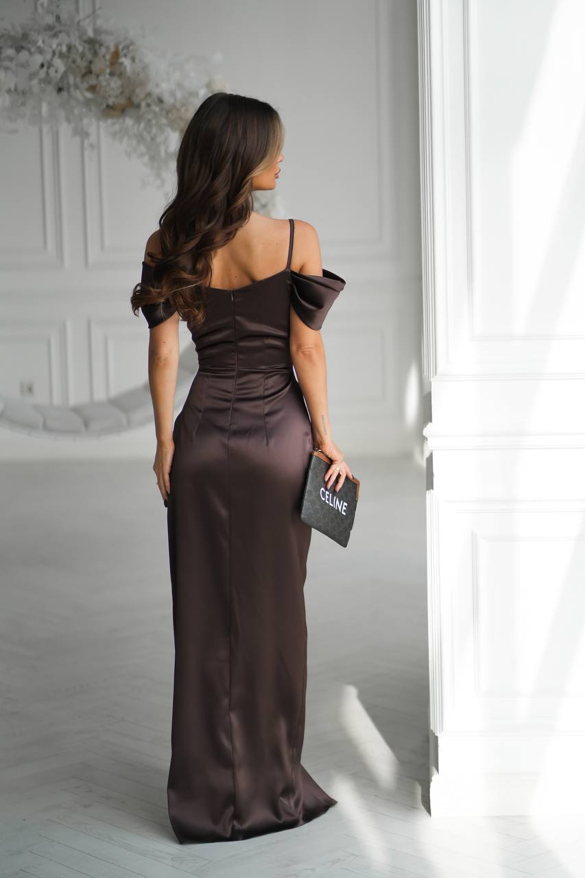 Chocolate color maxi dress “Revena”