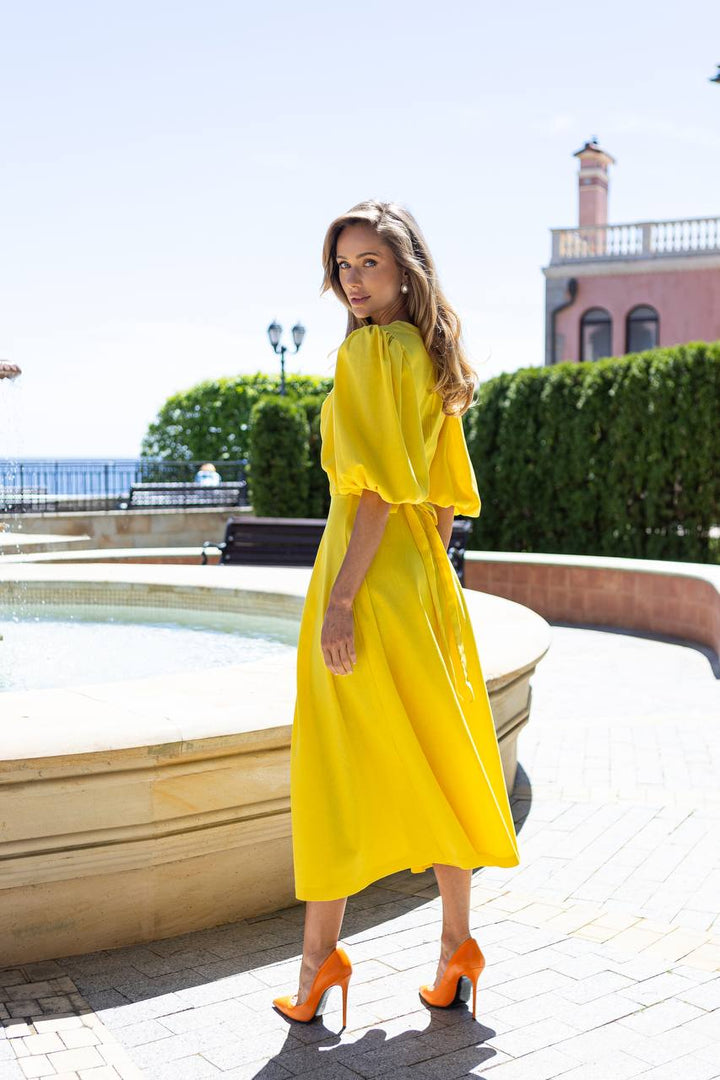 Yellow linen dress “Arija”
