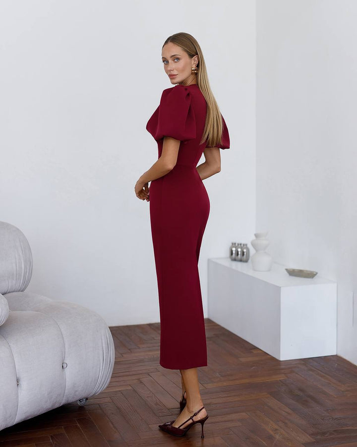 Bordo spalvos midi suknelė "Julia"