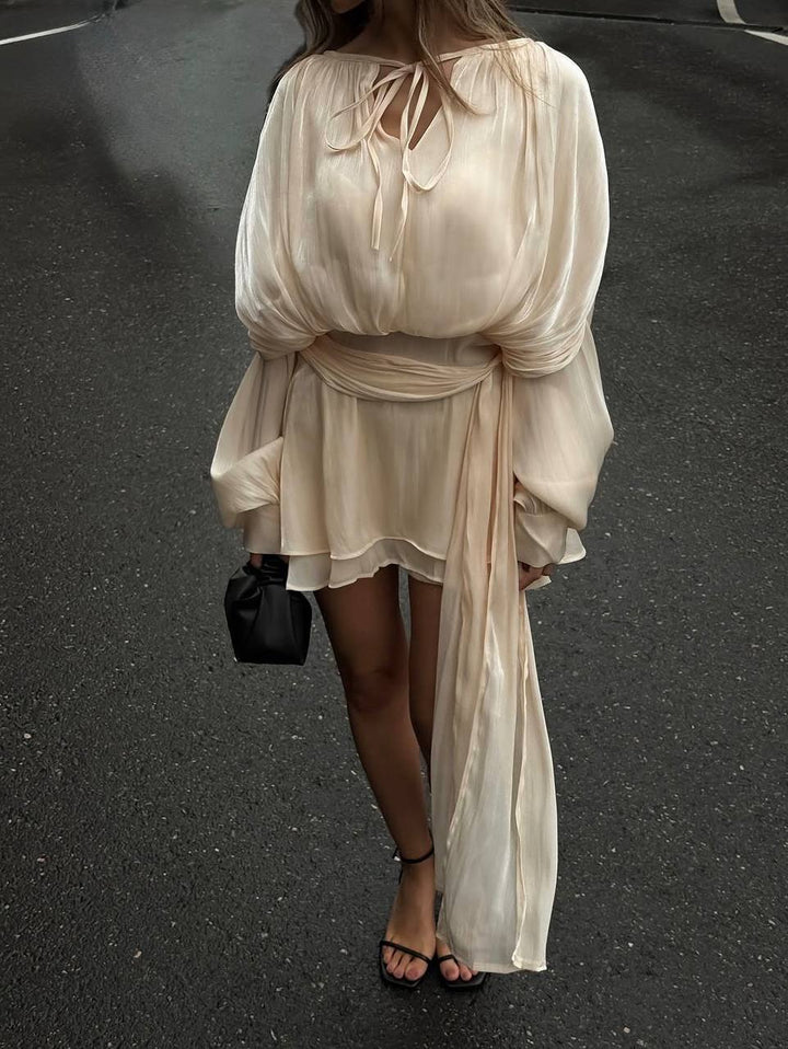 Sand color mini dress “Amora”