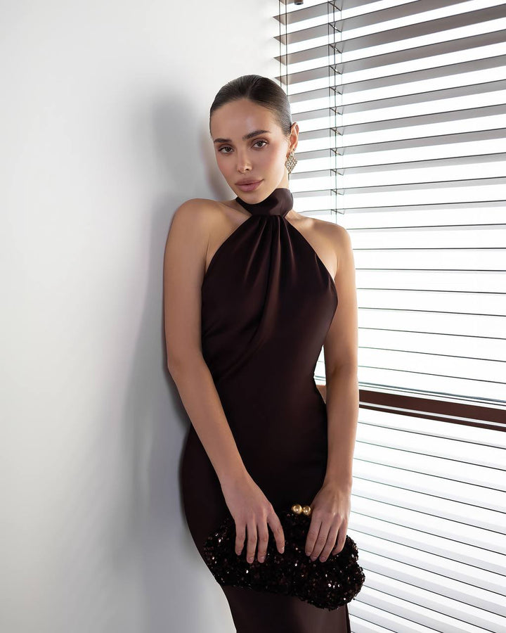 Chocolate color maxi dress “Astina”