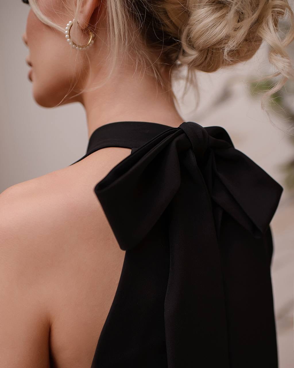 Black mini dress "Bow tie back"