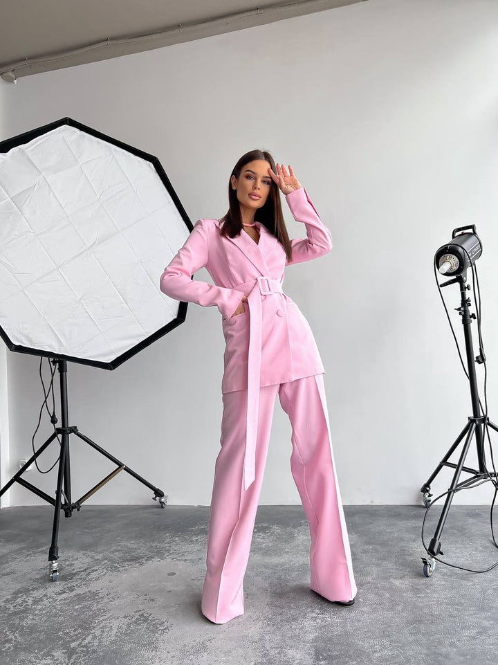 Light pink suit "Long leg belted"