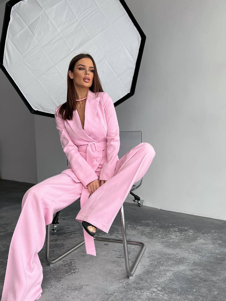 Light pink suit "Long leg belted"