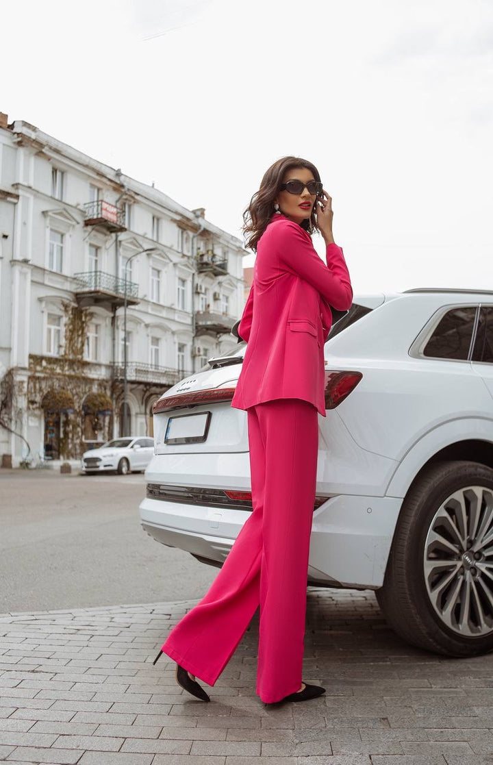 Fuschia pink suit "Long leg belted"