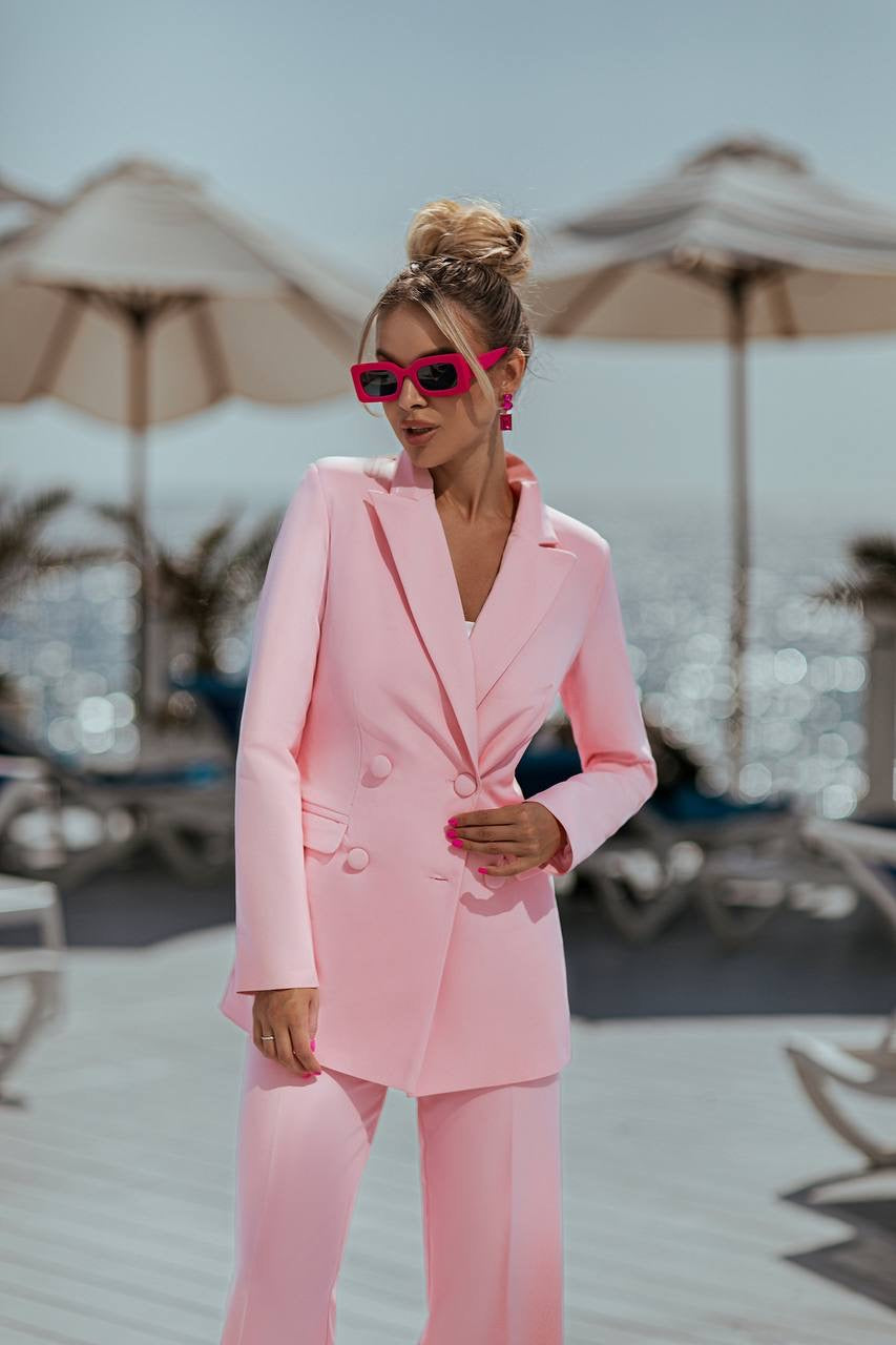 Light pink suit "Long leg belted"