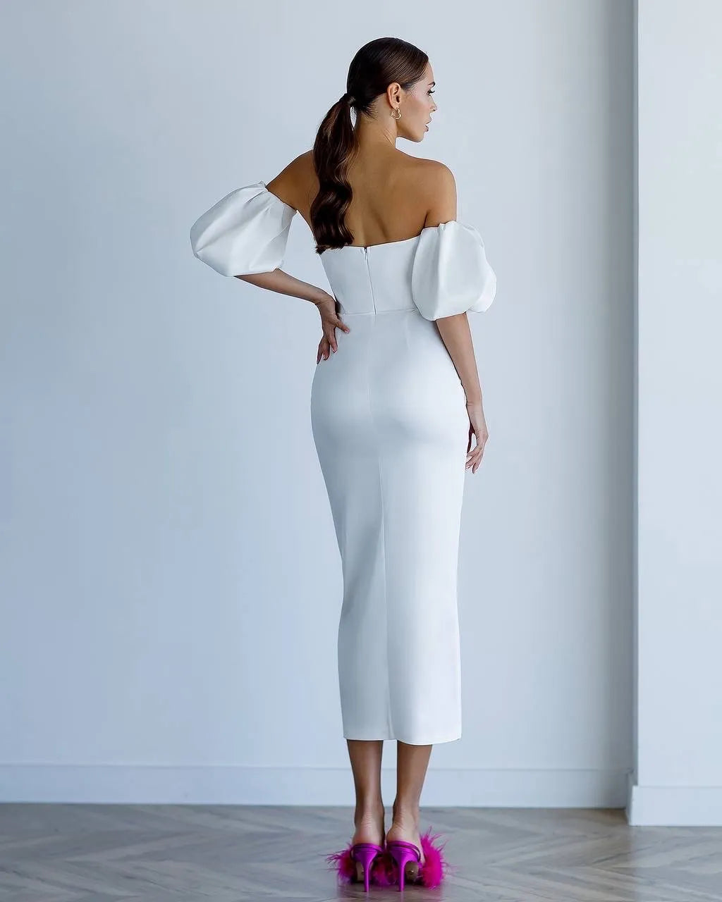 White midi dress "Crystal V"