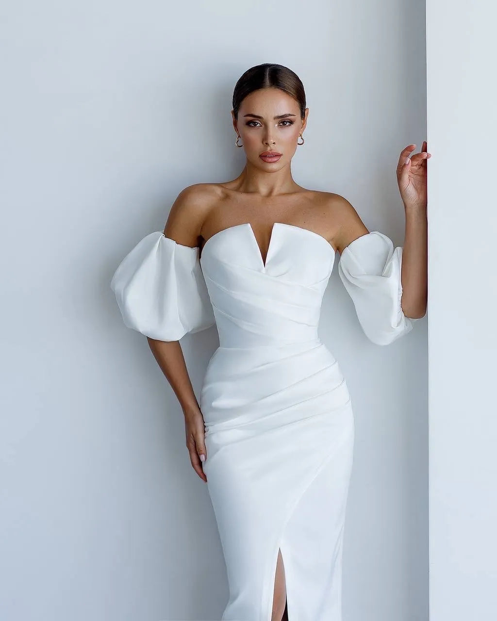 White midi dress "Crystal V"