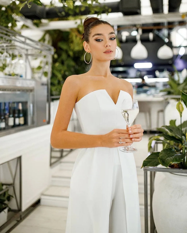 White jumpsuit "Luxe split leg"