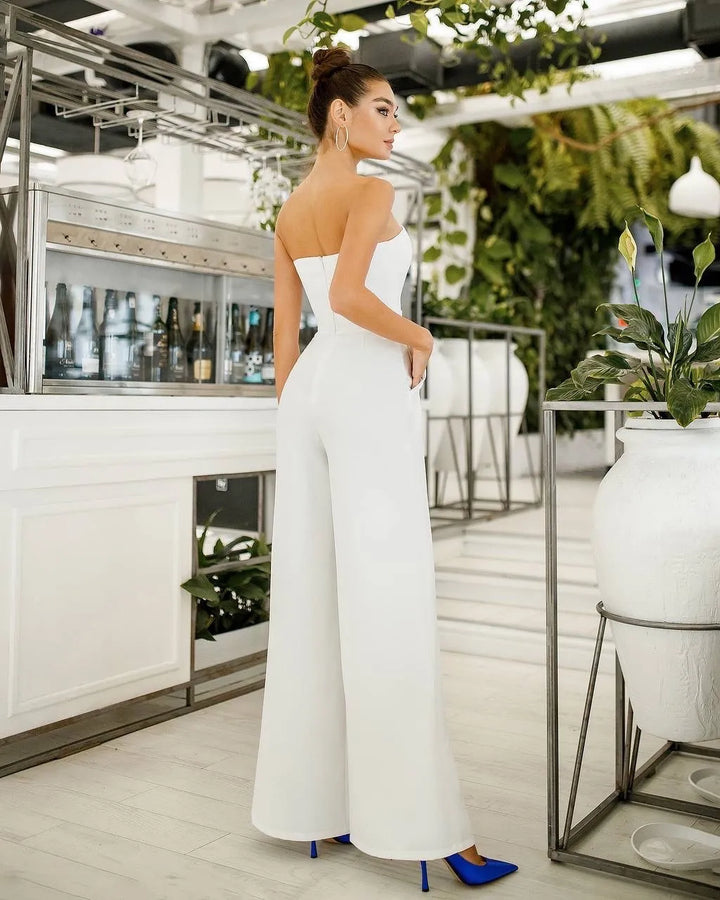 White jumpsuit "Luxe split leg"