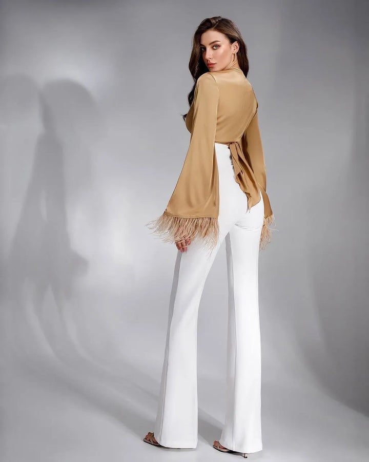 White trousers "High waist flares"