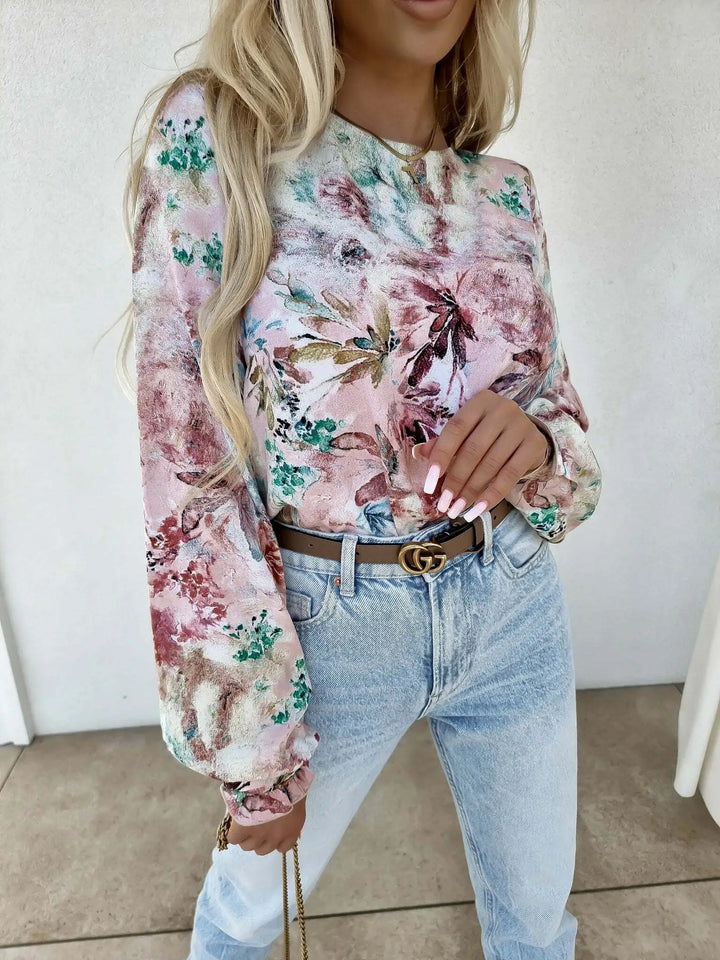 Long sleeve blouse "Soft floral"