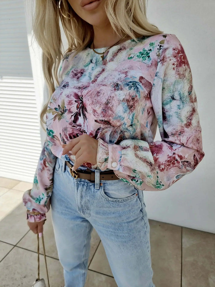 Long sleeve blouse "Soft floral"