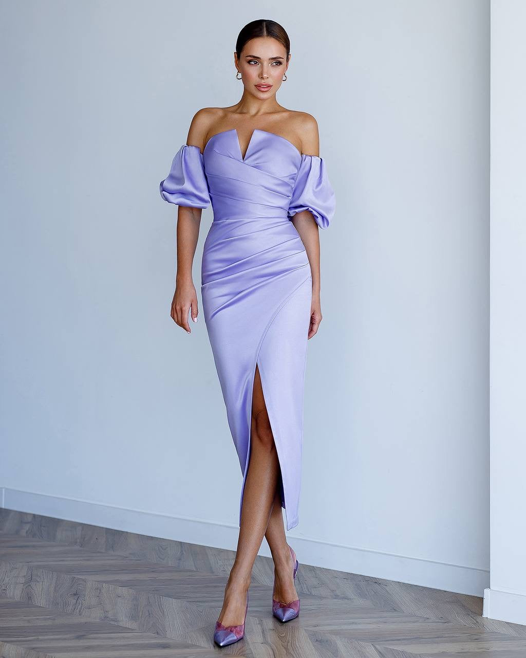 Violetinė midi suknelė "Crystal V"