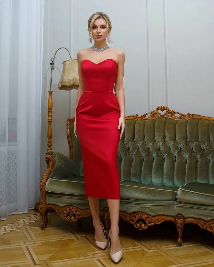 Red dress "Royal satin corset midi"