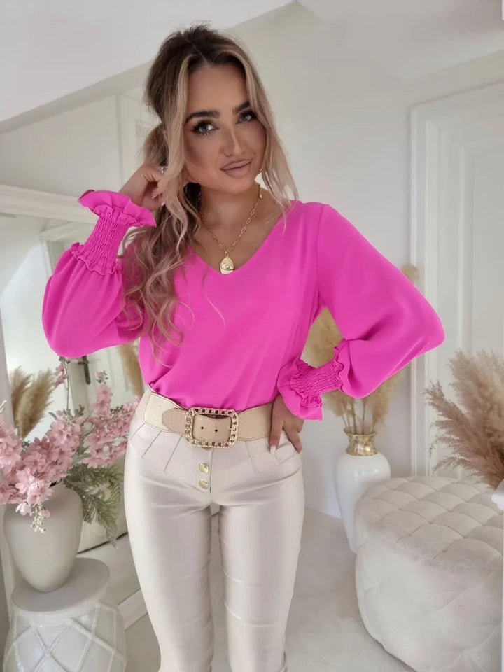 Multi-colour top "Flounce sleeve blouse"