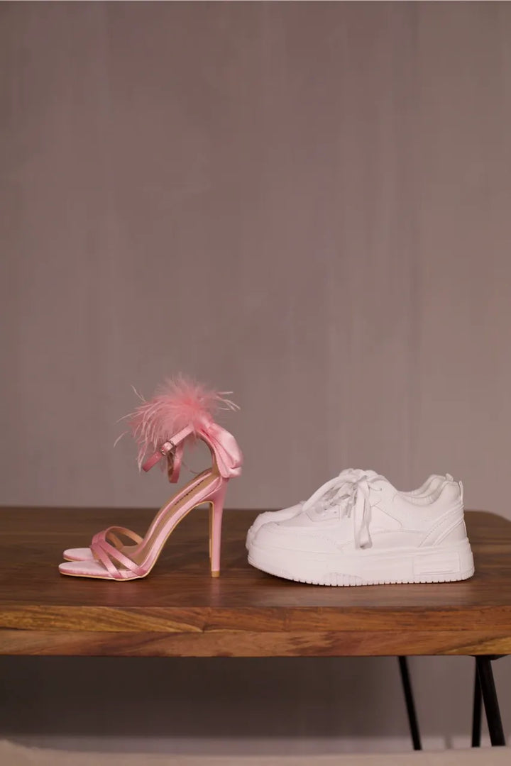 Pink high heel sandals "Feather"