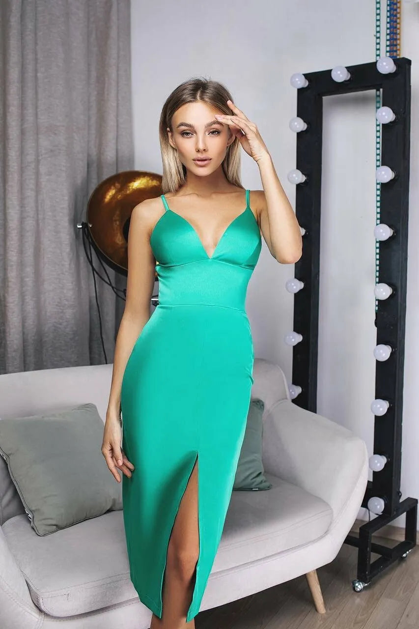 Green midi dress "Cami pencil skirt"