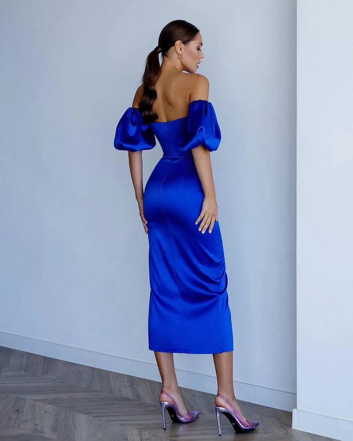 Dark blue midi dress "Crystal V"
