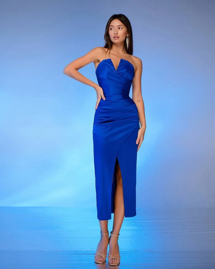 Dark blue midi dress "Crystal V"