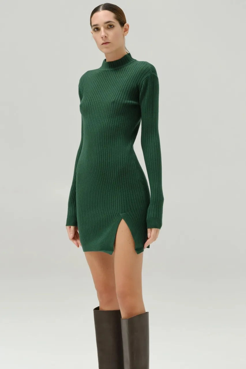 Green knitted dress "Knitted mini"